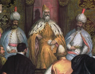 Der Doge Marino Grimani (regierte 1595-1605) empfängt den Botschafter von Persien (Detail)